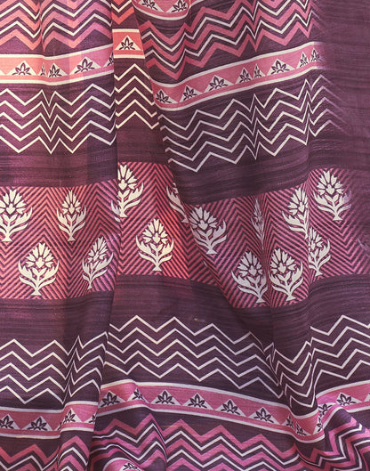 Beige & Multicolour Printed Silk Saree