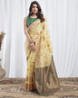 Light Yellow Jacquard Linen Saree