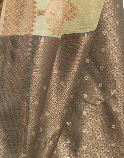 Light Yellow Jacquard Linen Saree