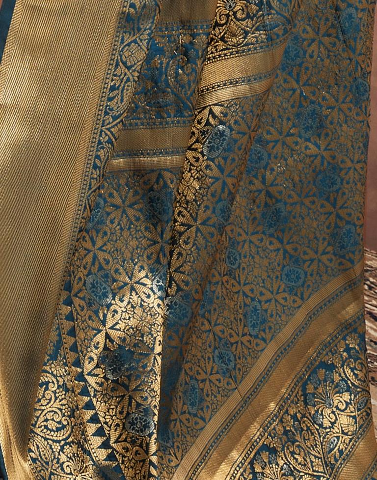 Teal Blue Silk Kanjivaram Saree
