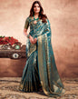 Teal Blue Silk Kanjivaram Saree