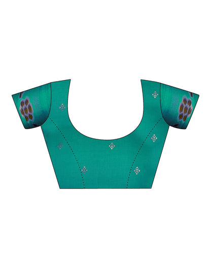 Dark Green Printed Silk Saree