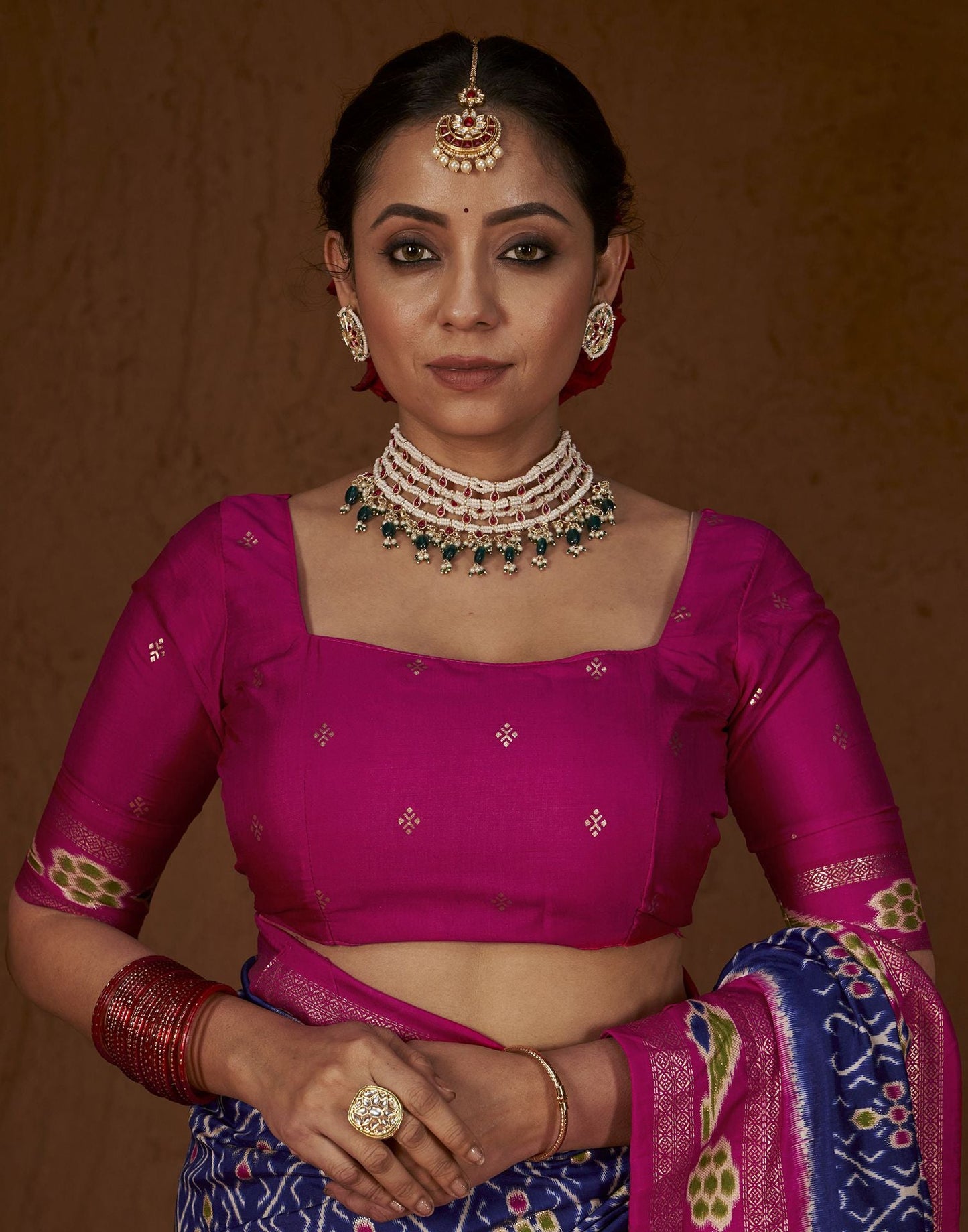 Royal Blue Printed Silk Saree