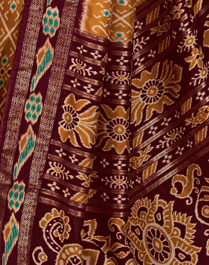 Turmeric Yellow Printed Silk Saree