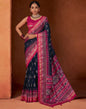 Navy Blue Printed Silk Saree