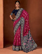 Rani Pink Printed Silk Saree