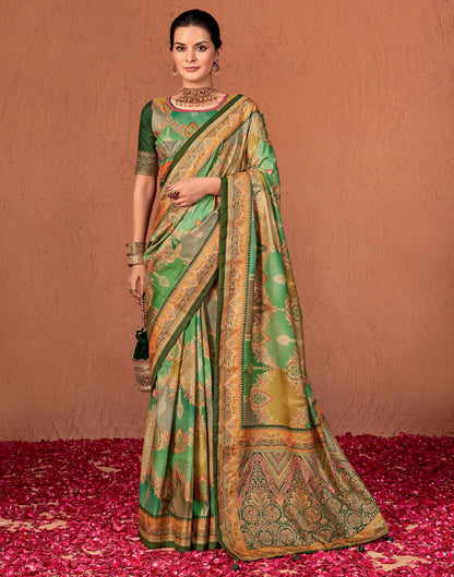 Multicoloured Printed Silk Saree