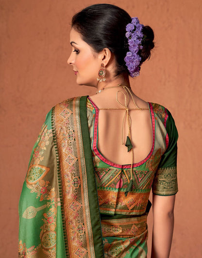 Multicoloured Printed Silk Saree