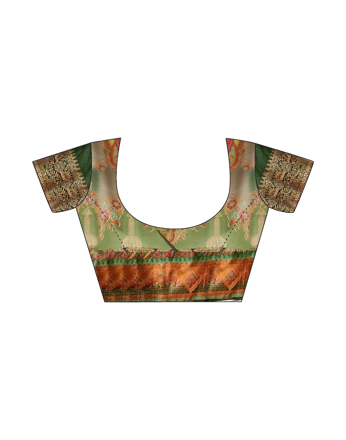 Multicoloured Printed Silk Saree