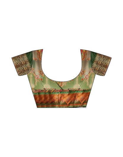 Multicoloured Printed Silk Saree