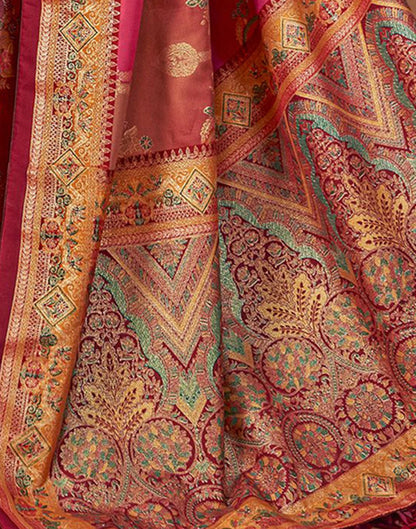 Pink Printed Silk Saree