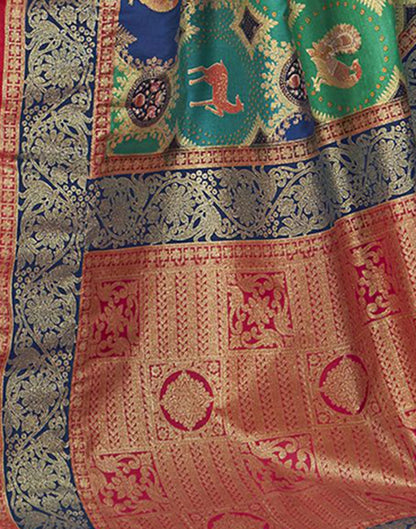 Green Printed Silk Saree