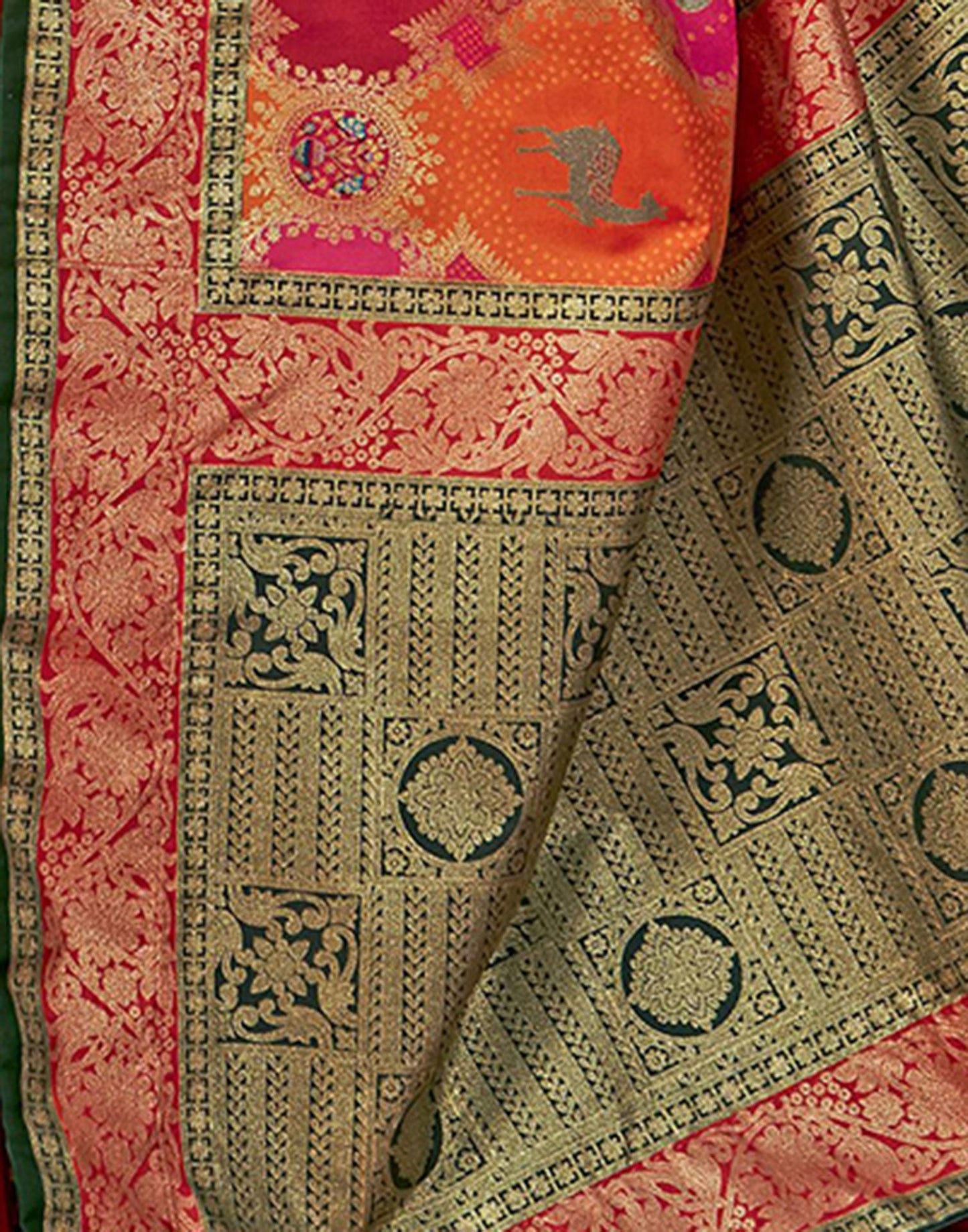 Multicoloured Printed Silk Saree