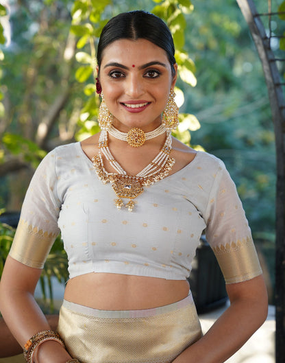 Grey Jacquard Silk Saree