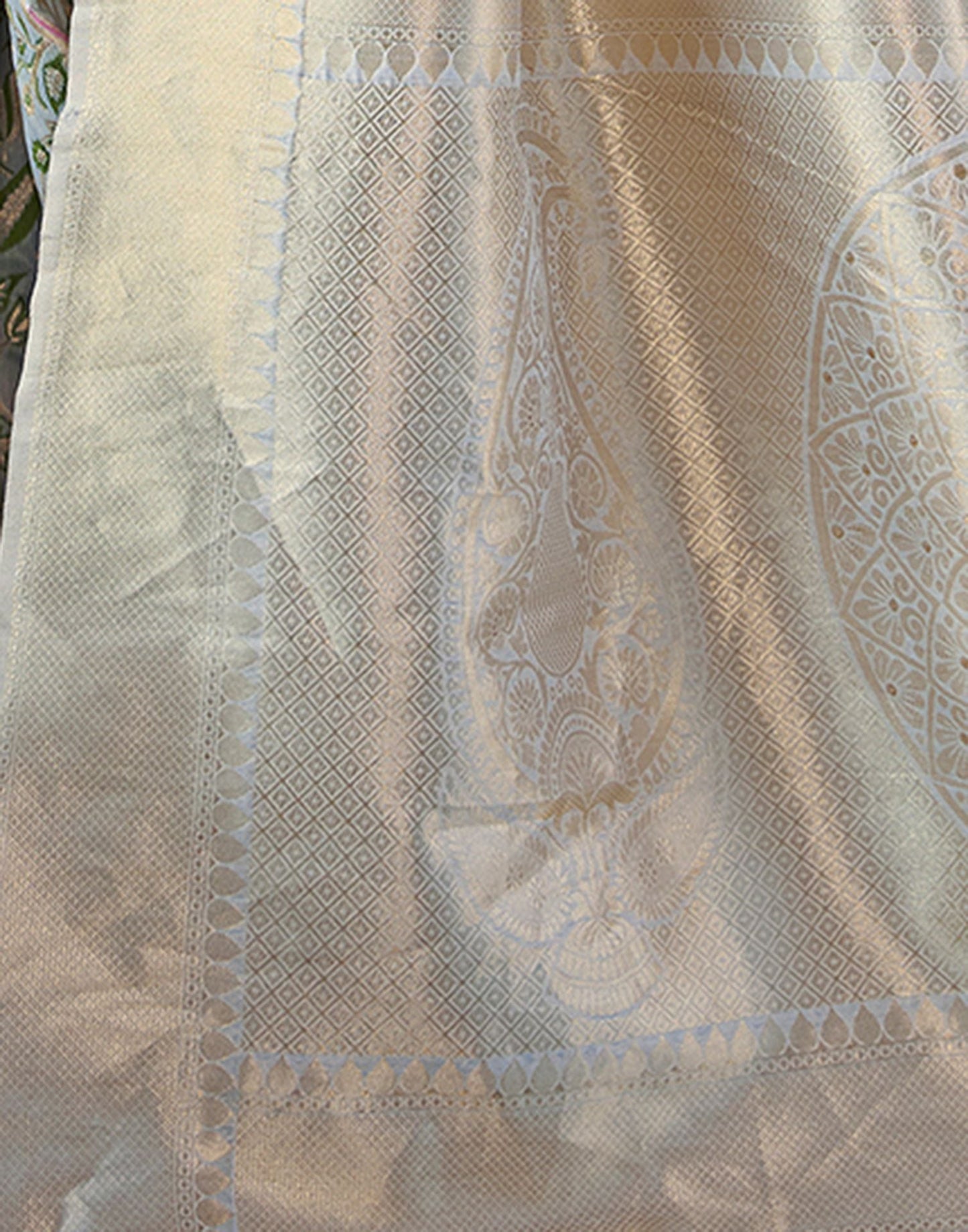 Grey Jacquard Silk Saree