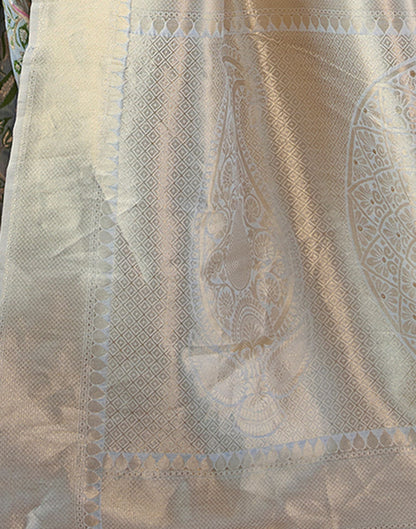 Grey Jacquard Silk Saree