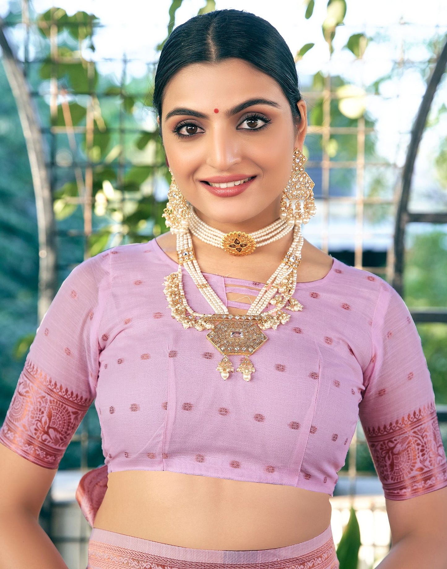 Light Pink Jacquard Linen Saree