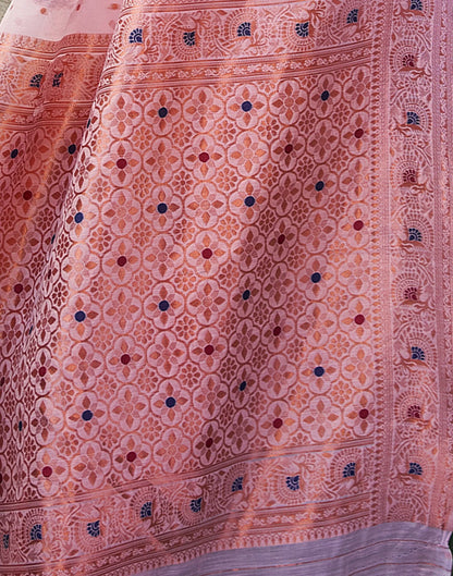 Light Pink Jacquard Linen Saree