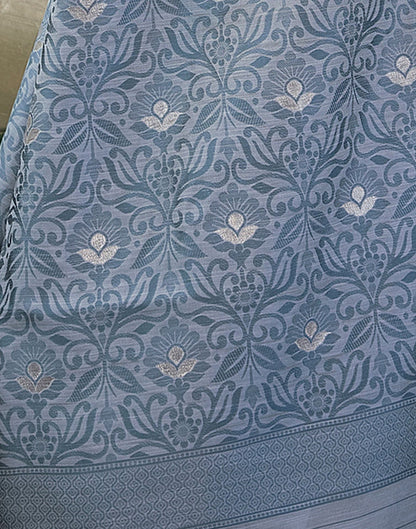 Light Grey Jacquard Linen Saree