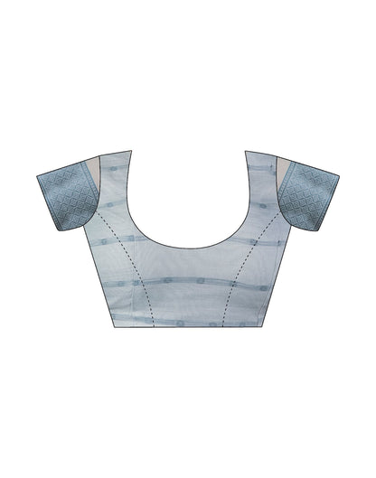 Light Grey Jacquard Linen Saree