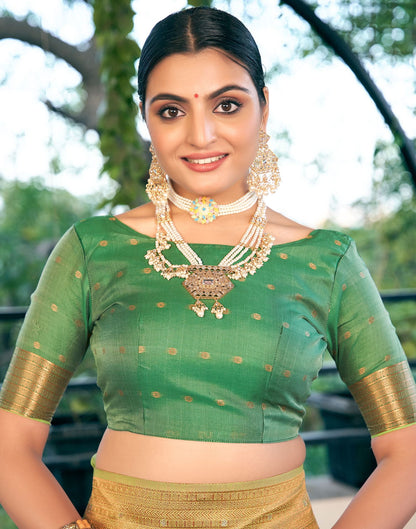 Light Green Jacquard Linen Saree