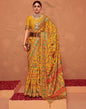 Turmeric Yellow Printed Silk Saree