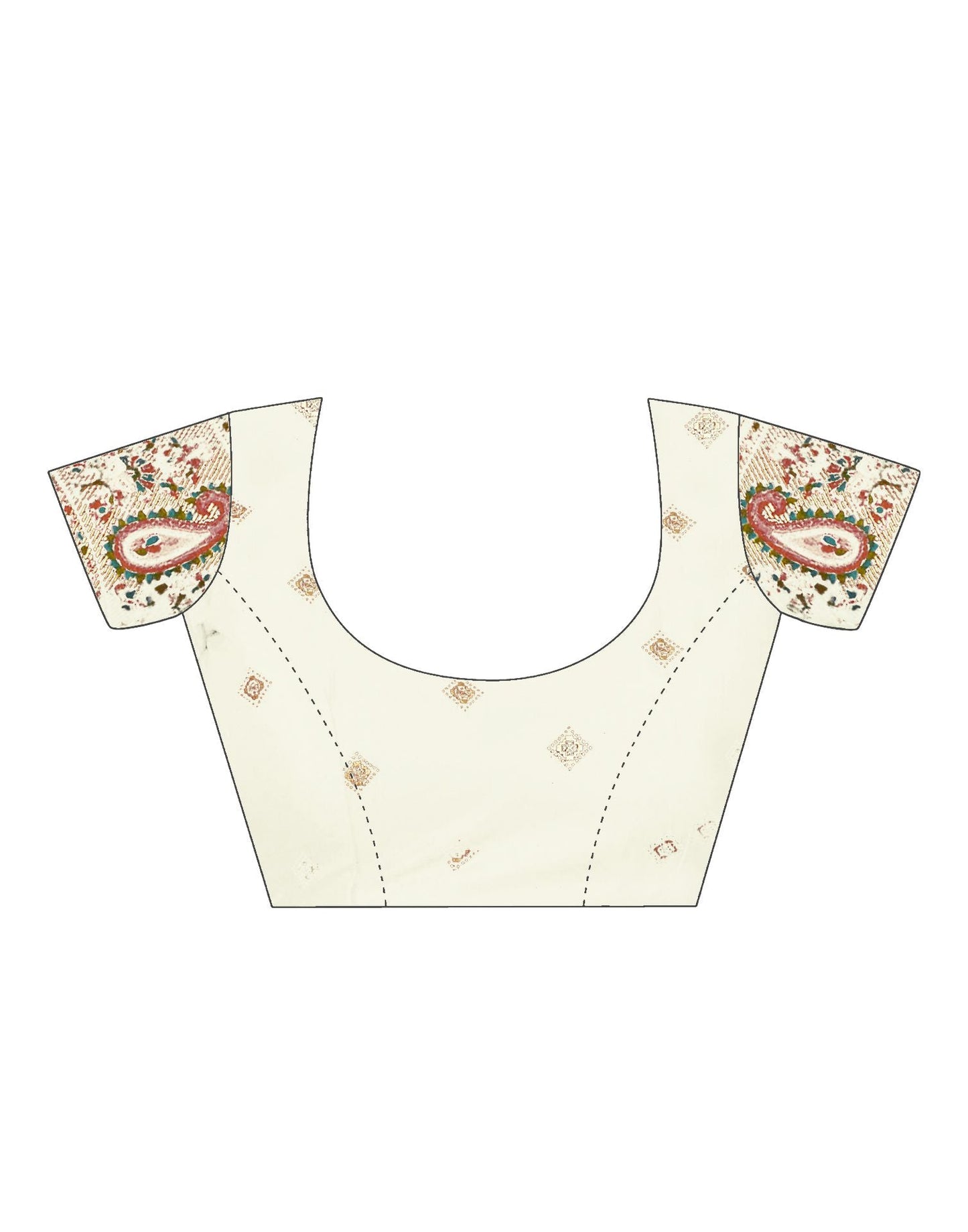 Cream & Multicoloured Printed Silk Saree