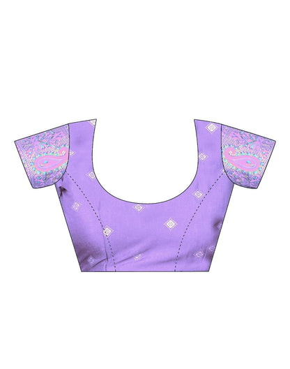 Lavender & Multicoloured  Printed Silk Saree
