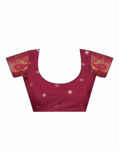 Maroon Printed Silk Saree