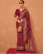 Maroon Printed Silk Saree