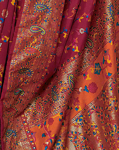 Maroon Printed Silk Saree