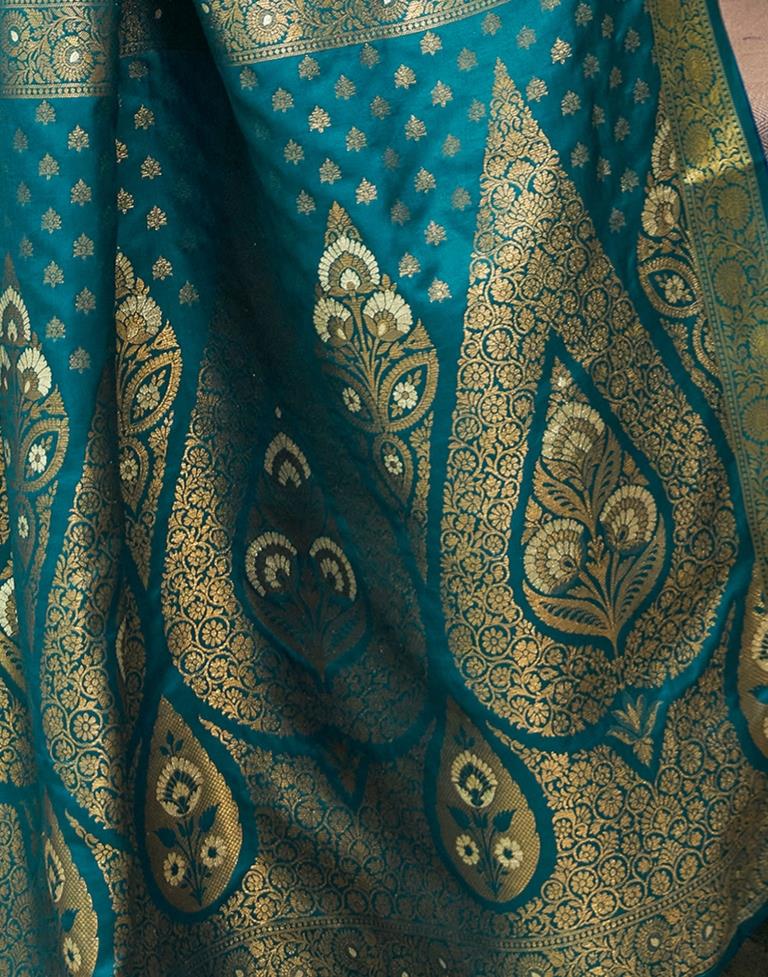 Rama Green (Teal) Silk Woven Saree