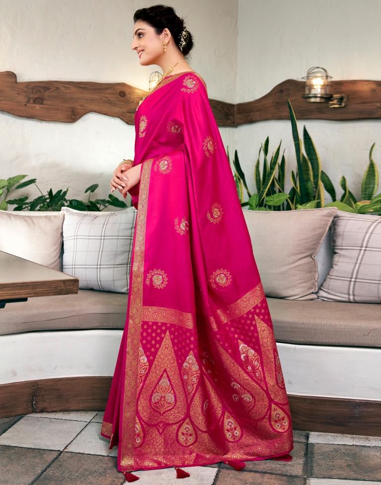 Pink Silk Woven Saree