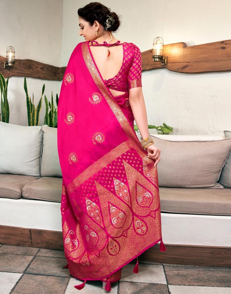 Pink Silk Woven Saree