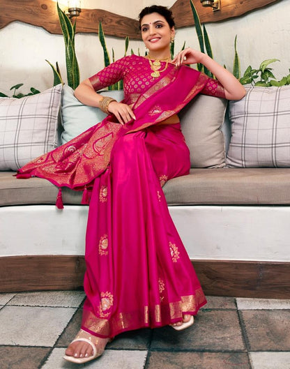 Pink Silk Woven Saree
