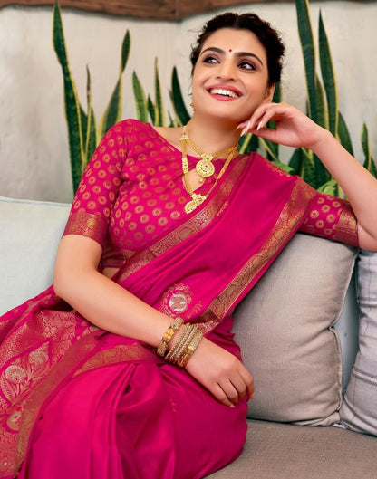 Pink Silk Woven Saree
