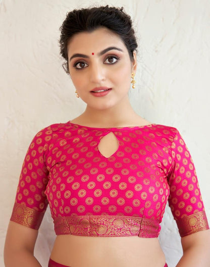 Pink Silk Woven Saree