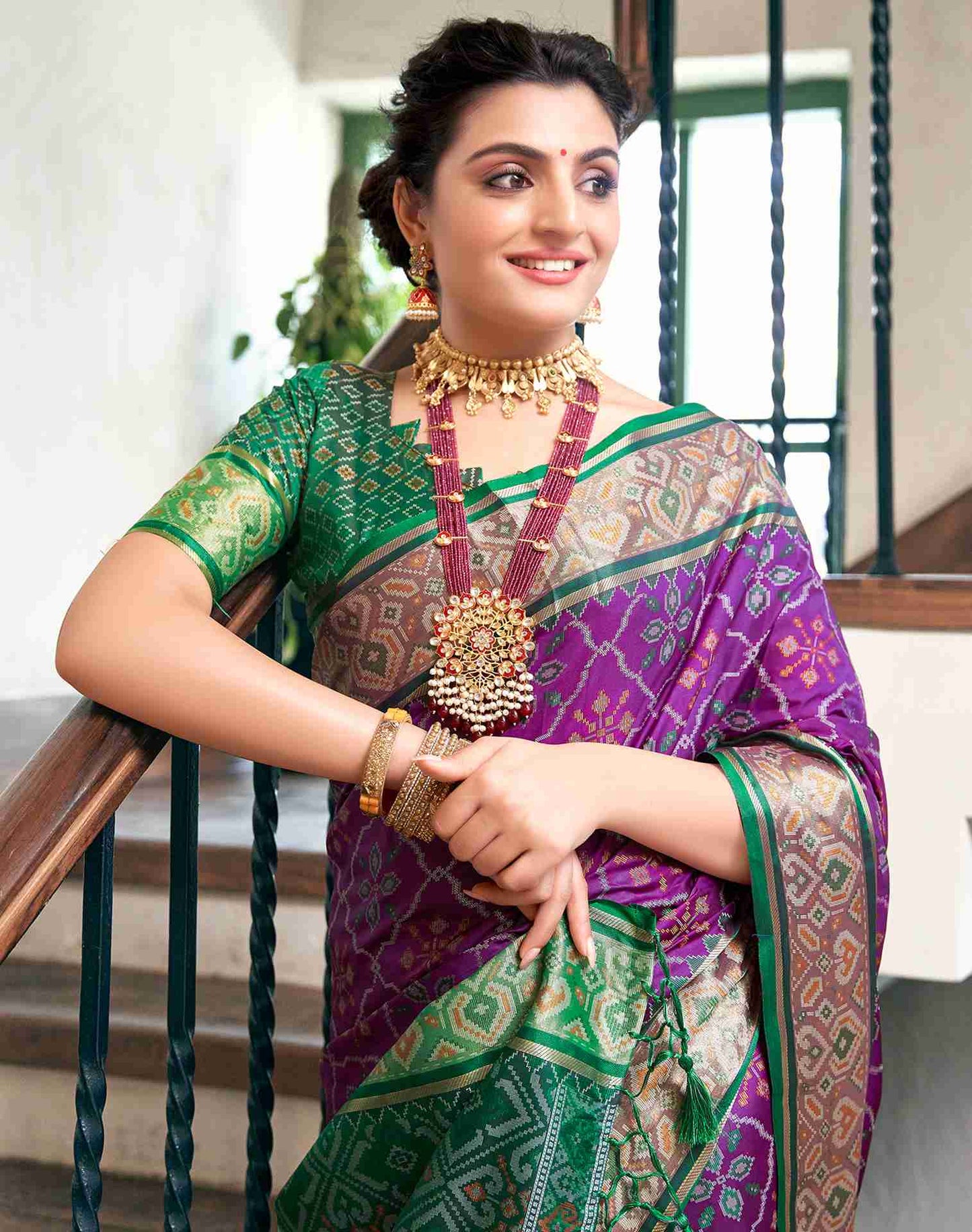 Purple Silk Woven Saree