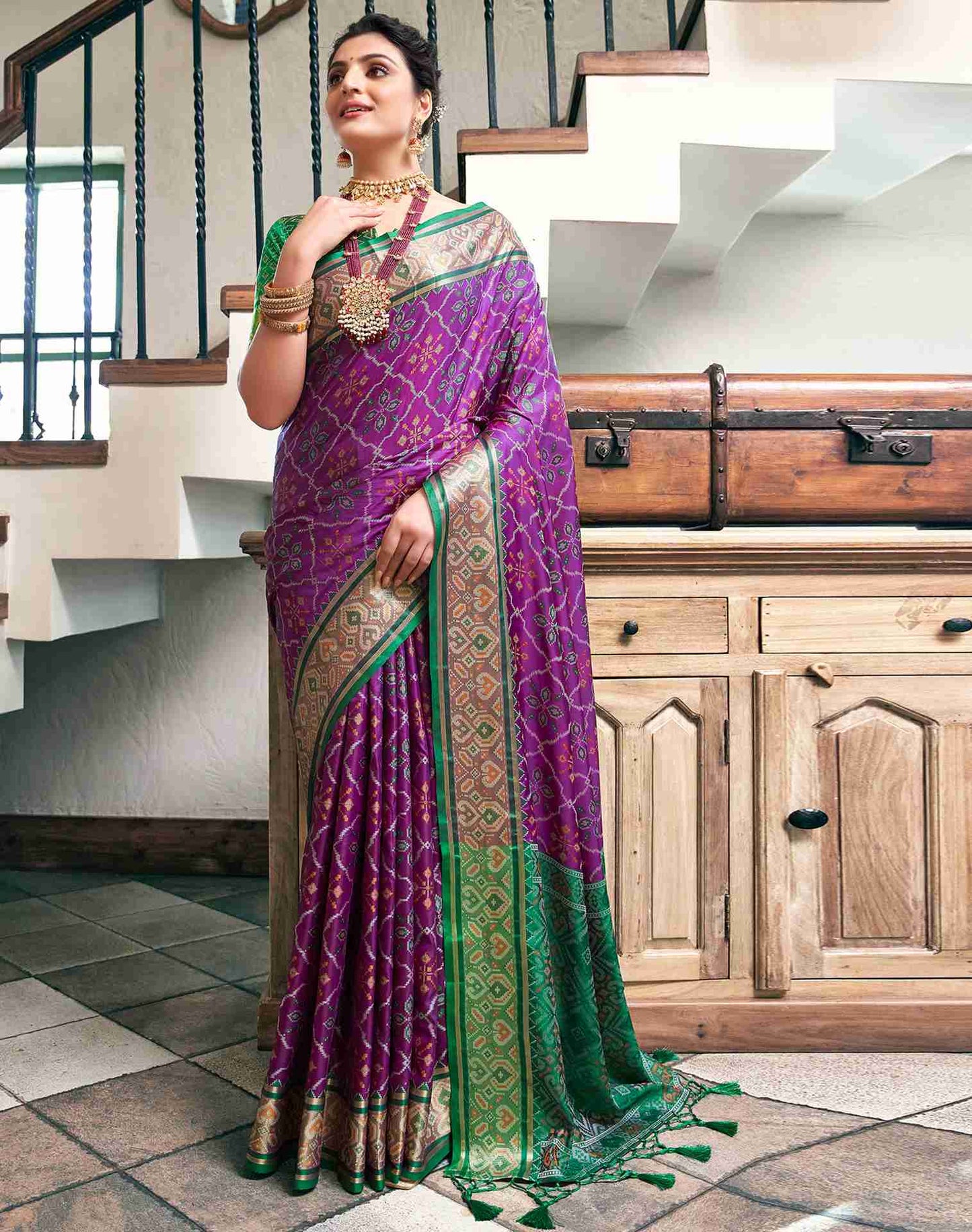 Purple Silk Woven Saree