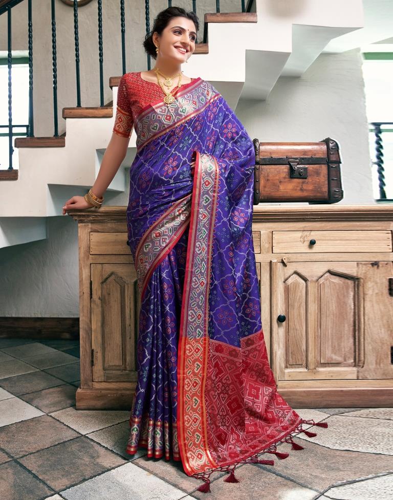 Violet Silk Woven Saree