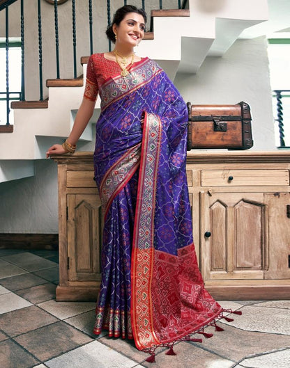Violet Silk Woven Saree