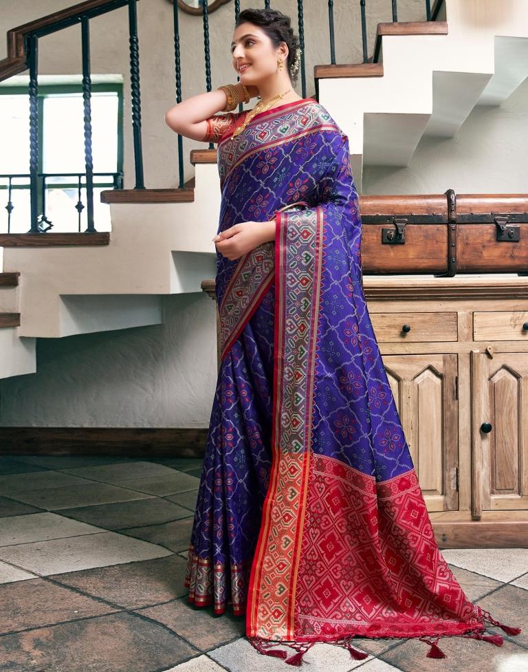Violet Silk Woven Saree