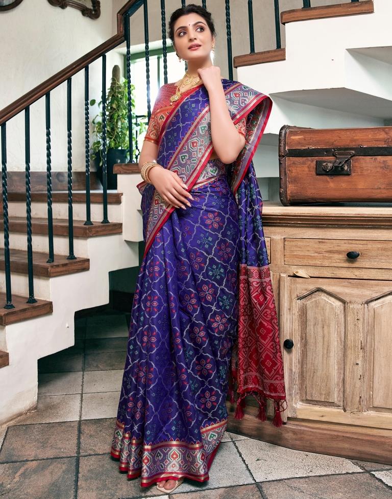 Violet Silk Woven Saree