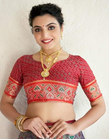 Violet Silk Woven Saree