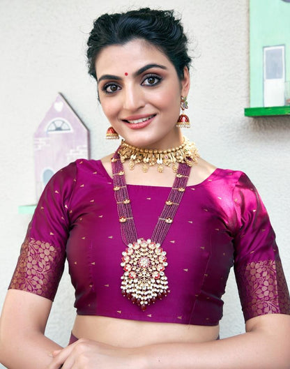 Dusty Pink Silk Woven Saree