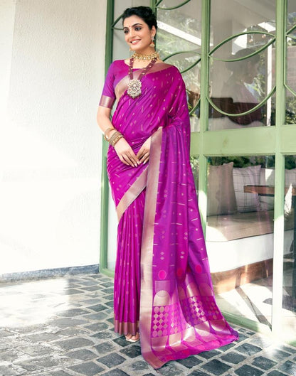 Magenta Silk Woven Saree