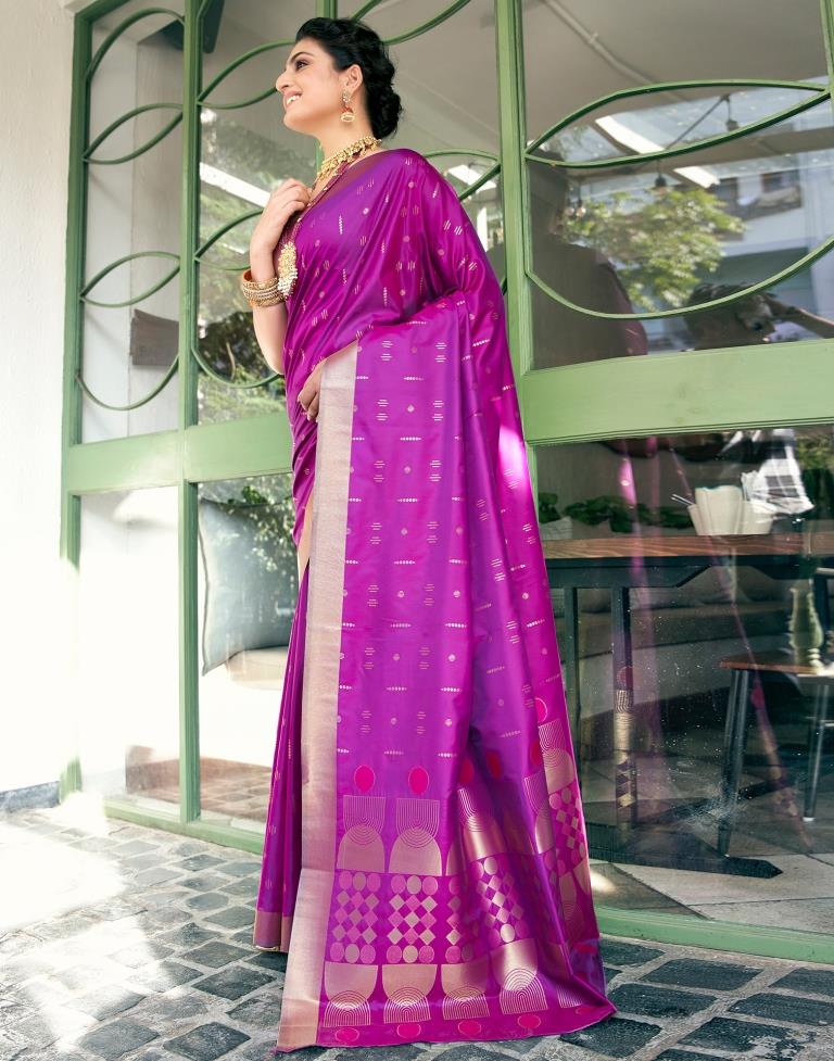Magenta Silk Woven Saree