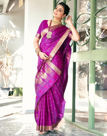 Magenta Silk Woven Saree