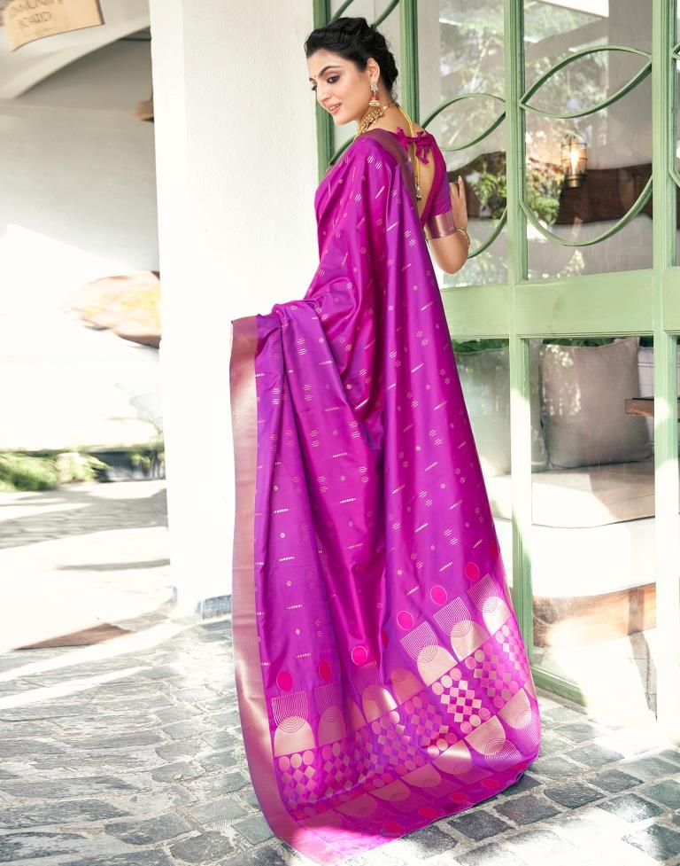 Magenta Silk Woven Saree