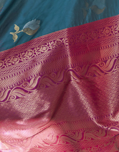 Rama Blue Jacquard Silk Saree